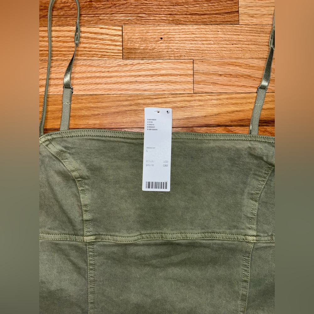 UO Olive Green Denim Mini Dress - Picture 2 of 7